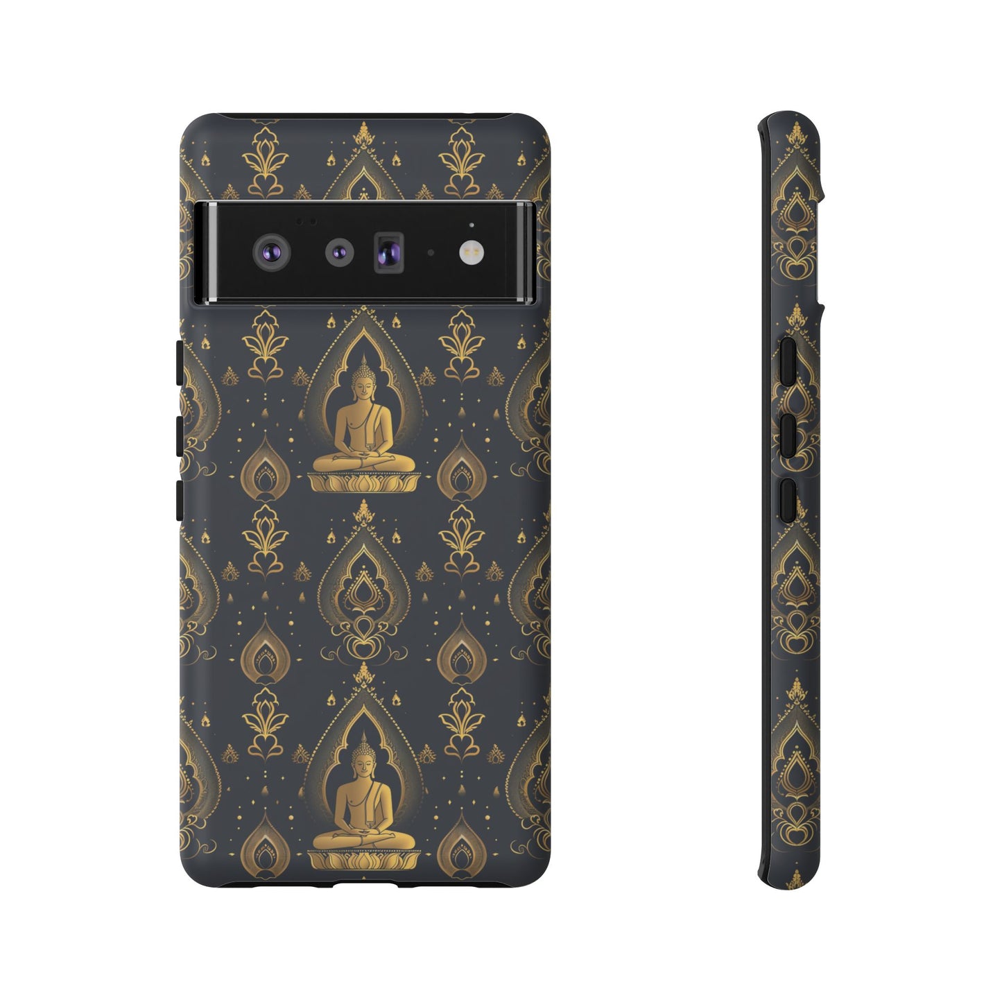 Gold Buddha on black Tough Phone Case for Google