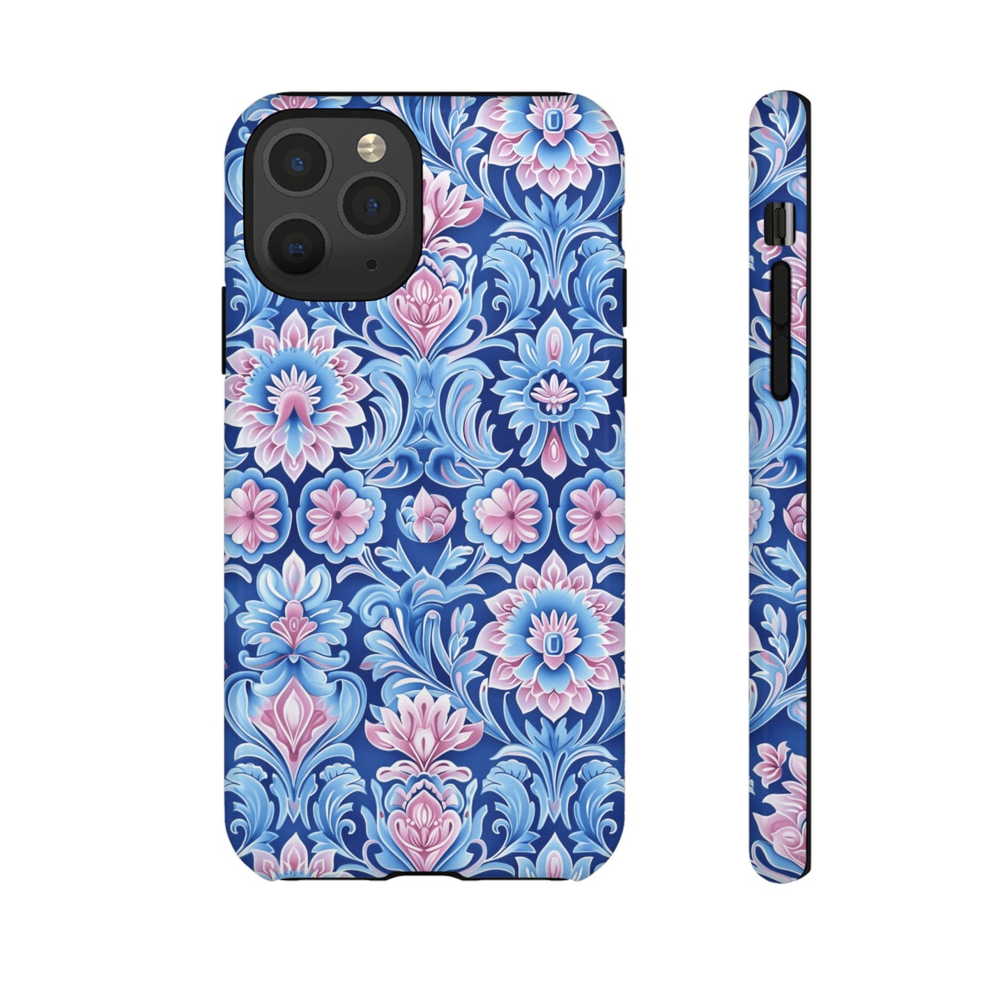 Flowers in pink and blue pastel motif on Iphone