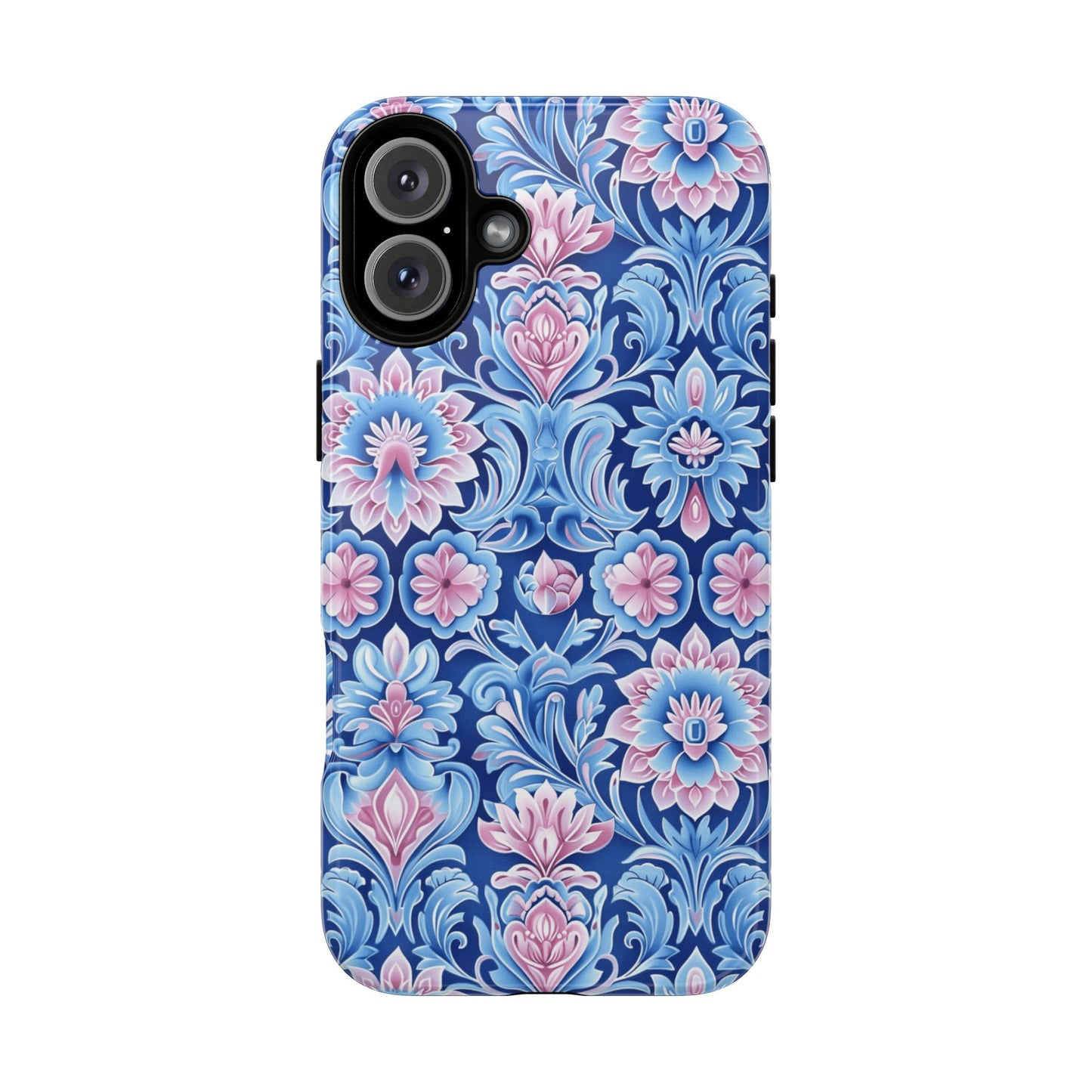 Flowers in pink and blue pastel motif on Iphone