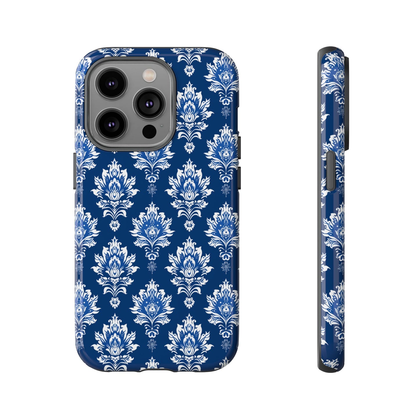 Traditional Thai pattern white motif on blue for Iphone
