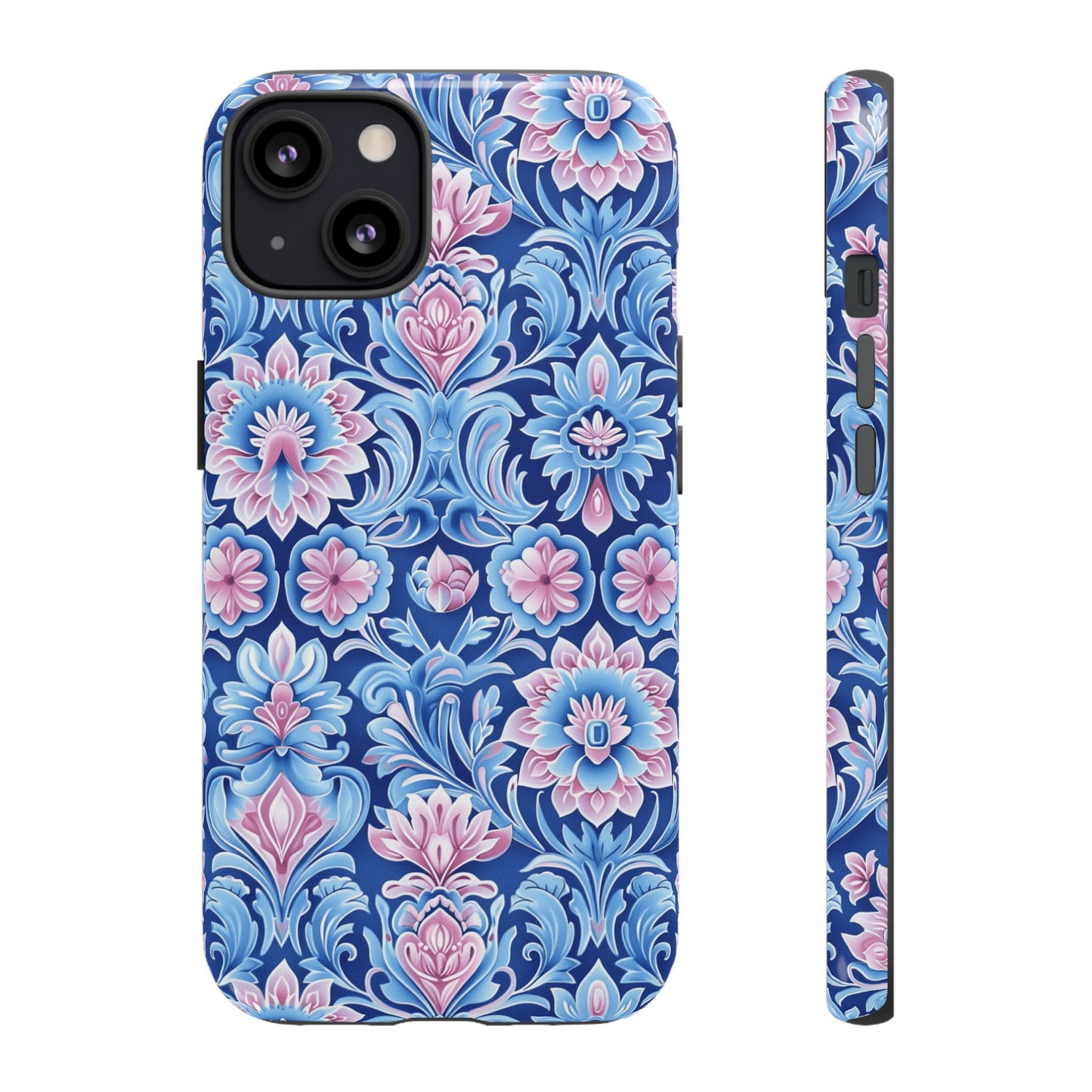 Flowers in pink and blue pastel motif on Iphone