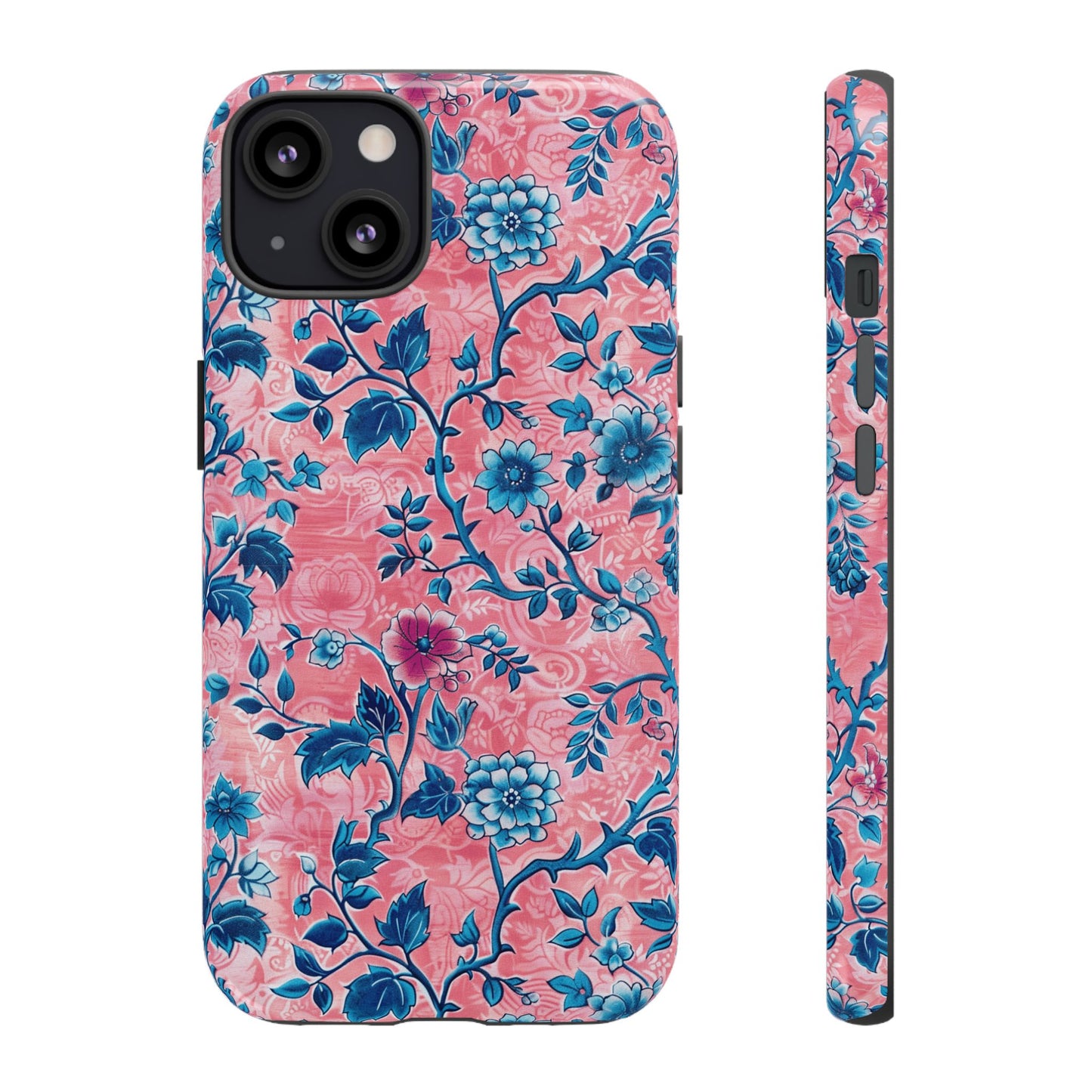 Blue Flower on pink background Iphone