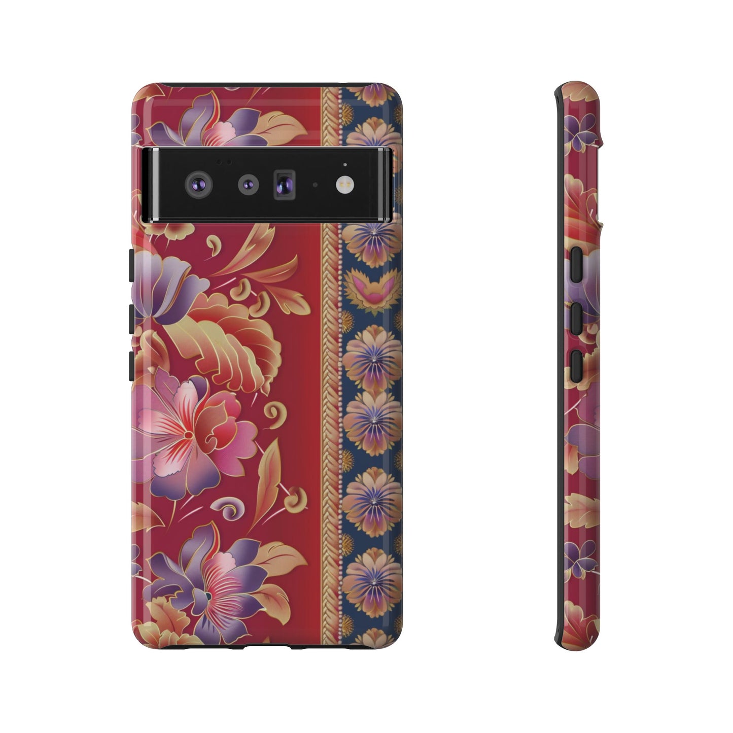 Red tapestry thai style flower on red for Pixel