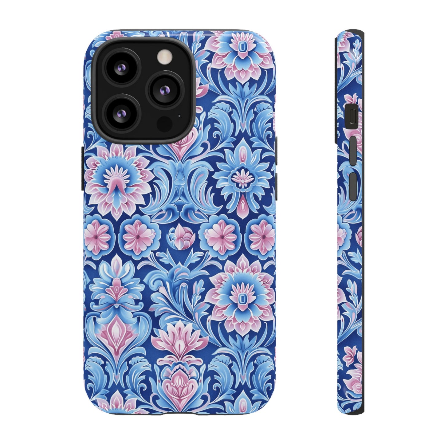Flowers in pink and blue pastel motif on Iphone