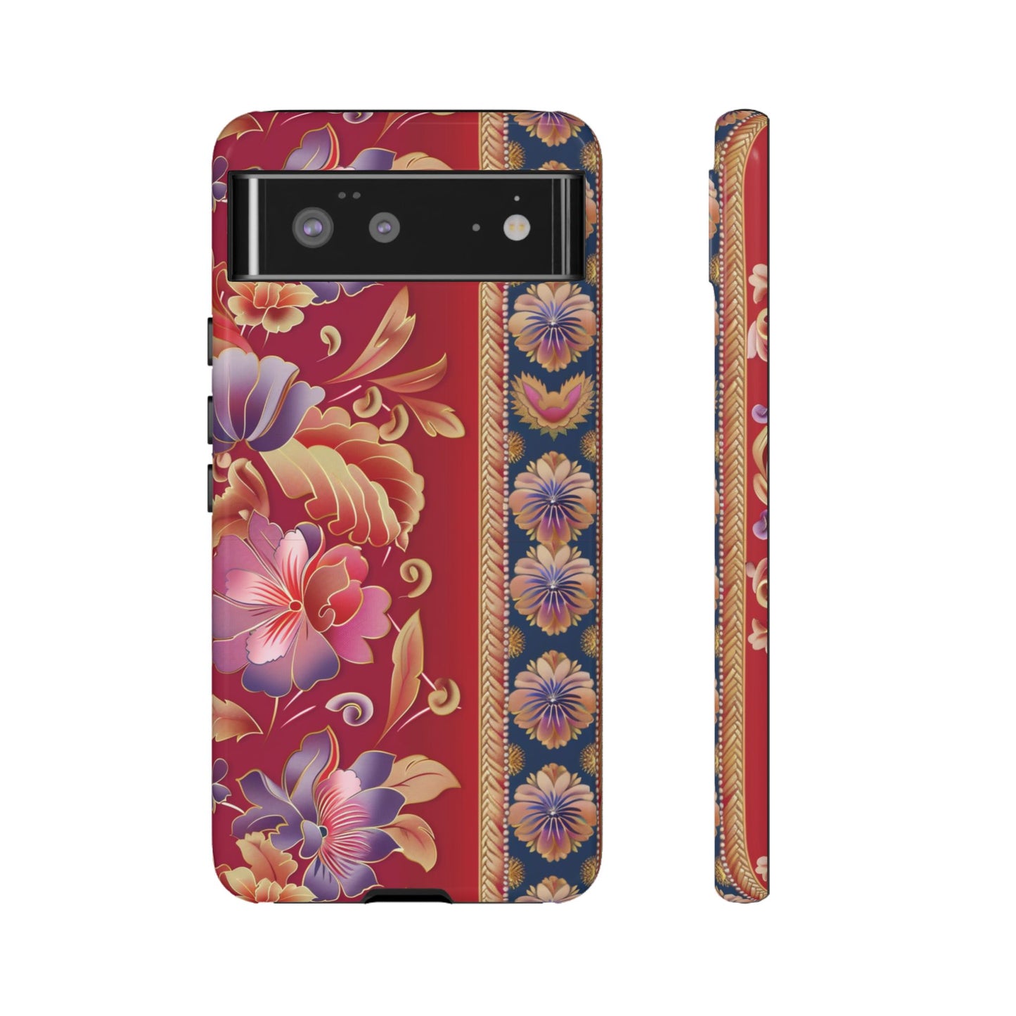 Red tapestry thai style flower on red for Pixel