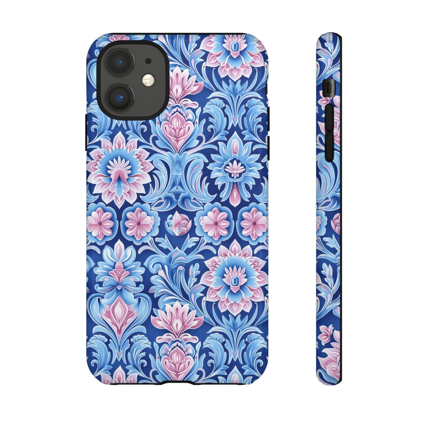 Flowers in pink and blue pastel motif on Iphone