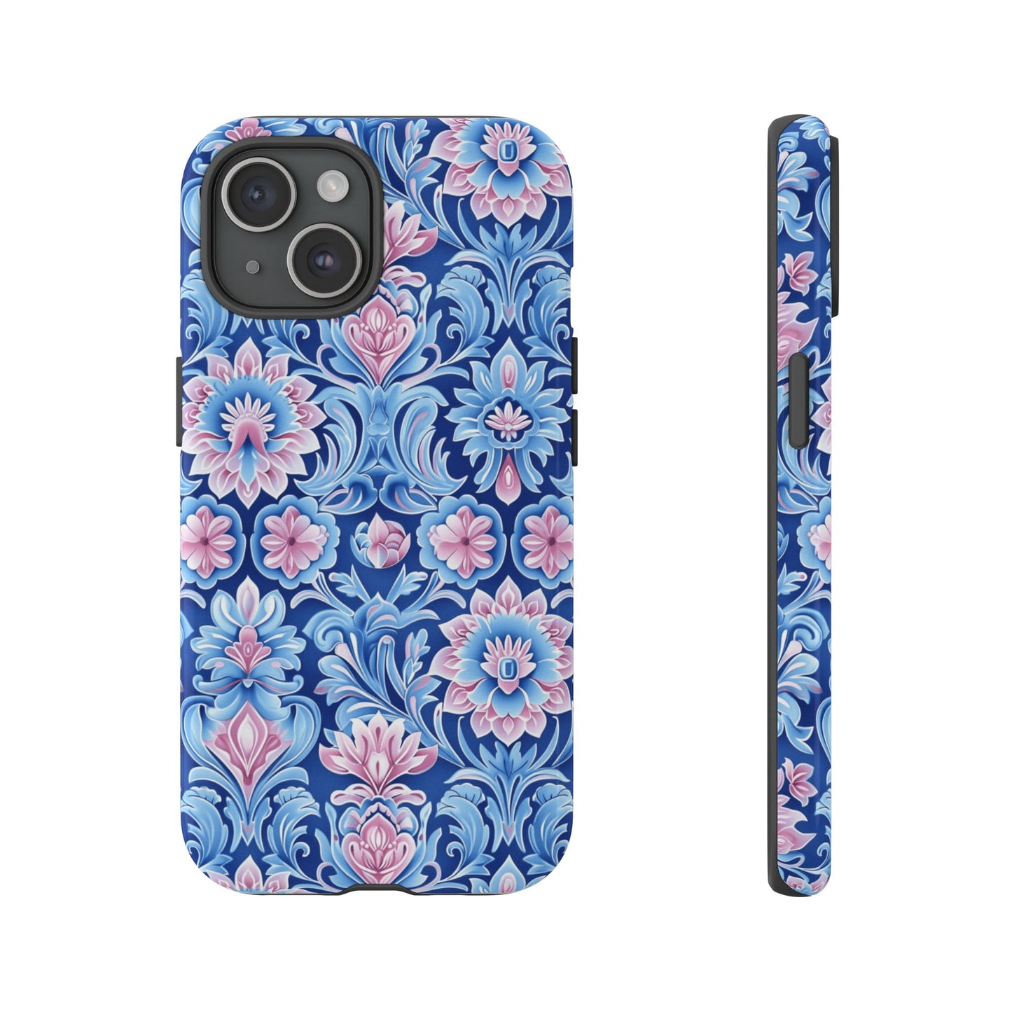 Flowers in pink and blue pastel motif on Iphone