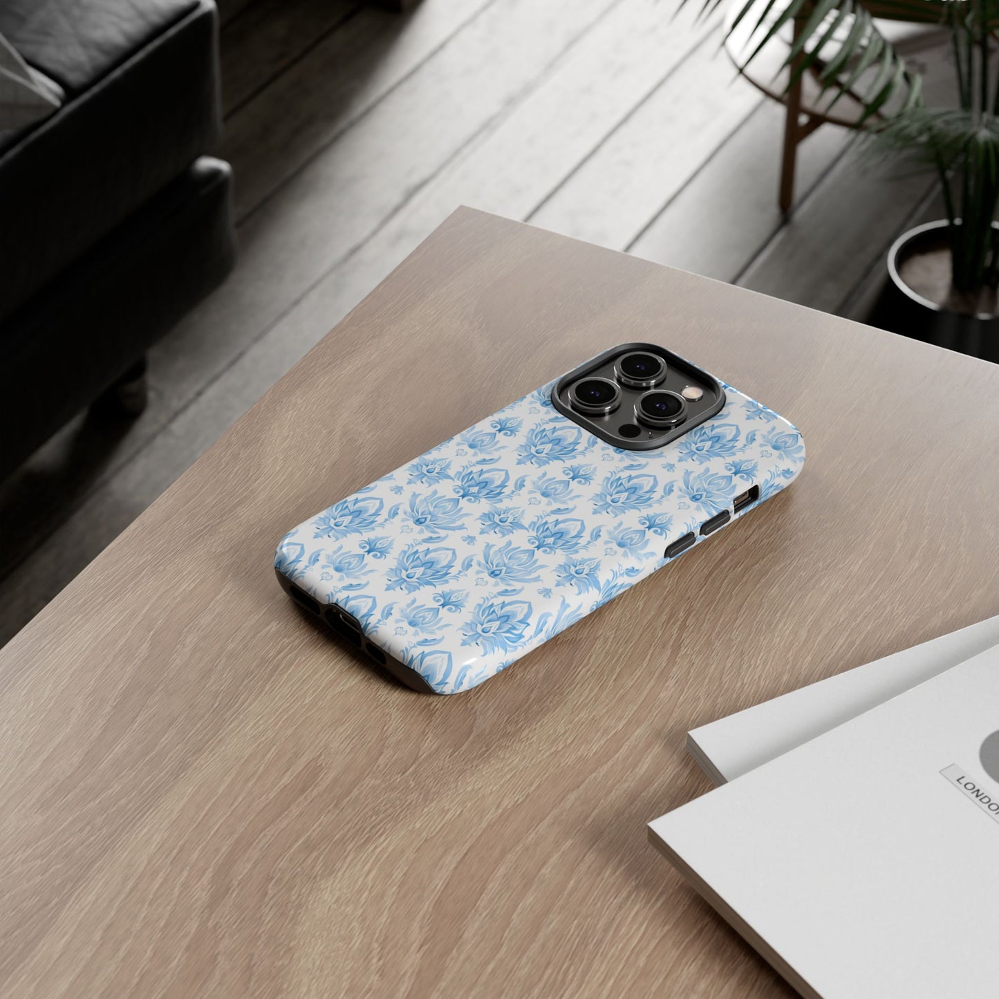 Traditional Thai motif Light blue on white for Iphone