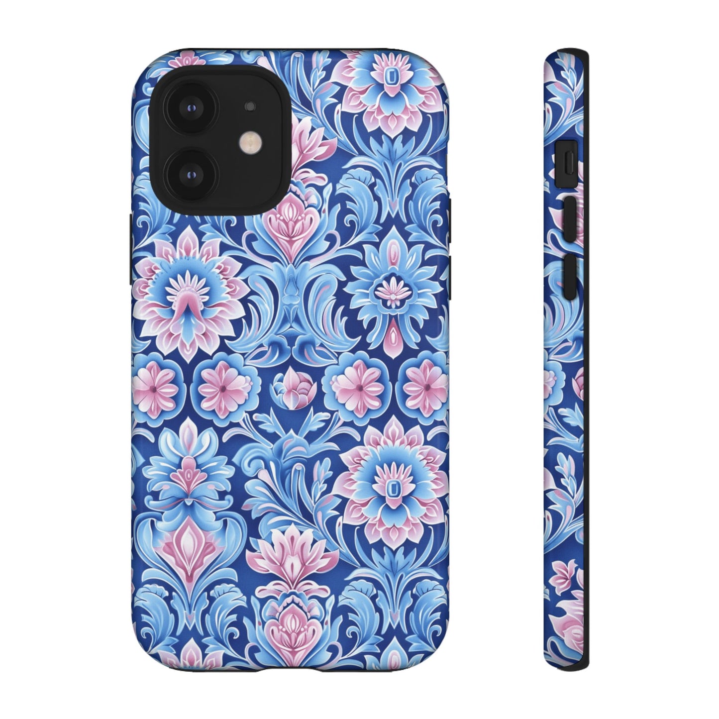 Flowers in pink and blue pastel motif on Iphone
