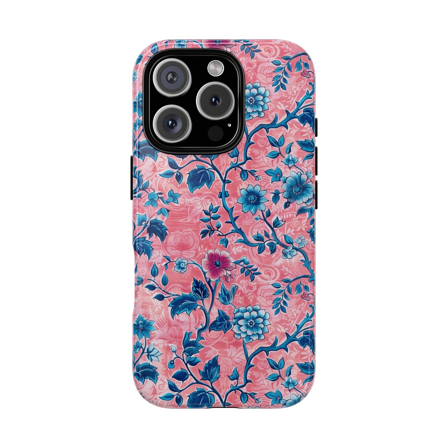Blue Flower on pink background Iphone