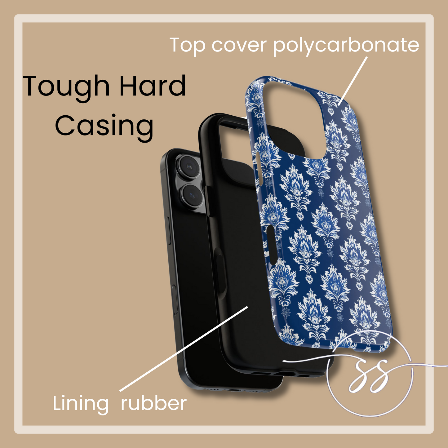 Traditional Thai pattern white motif on blue for Iphone