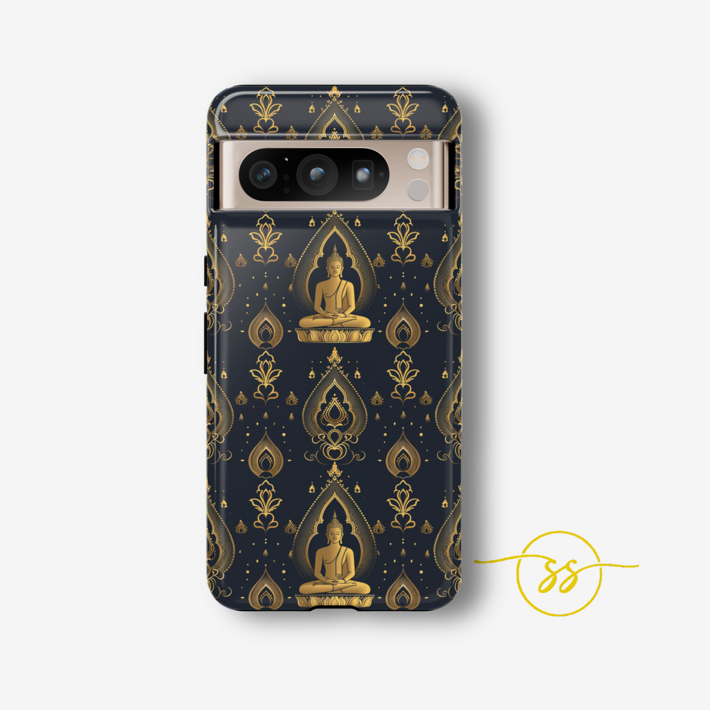 Gold Buddha on black Tough Phone Case for Google