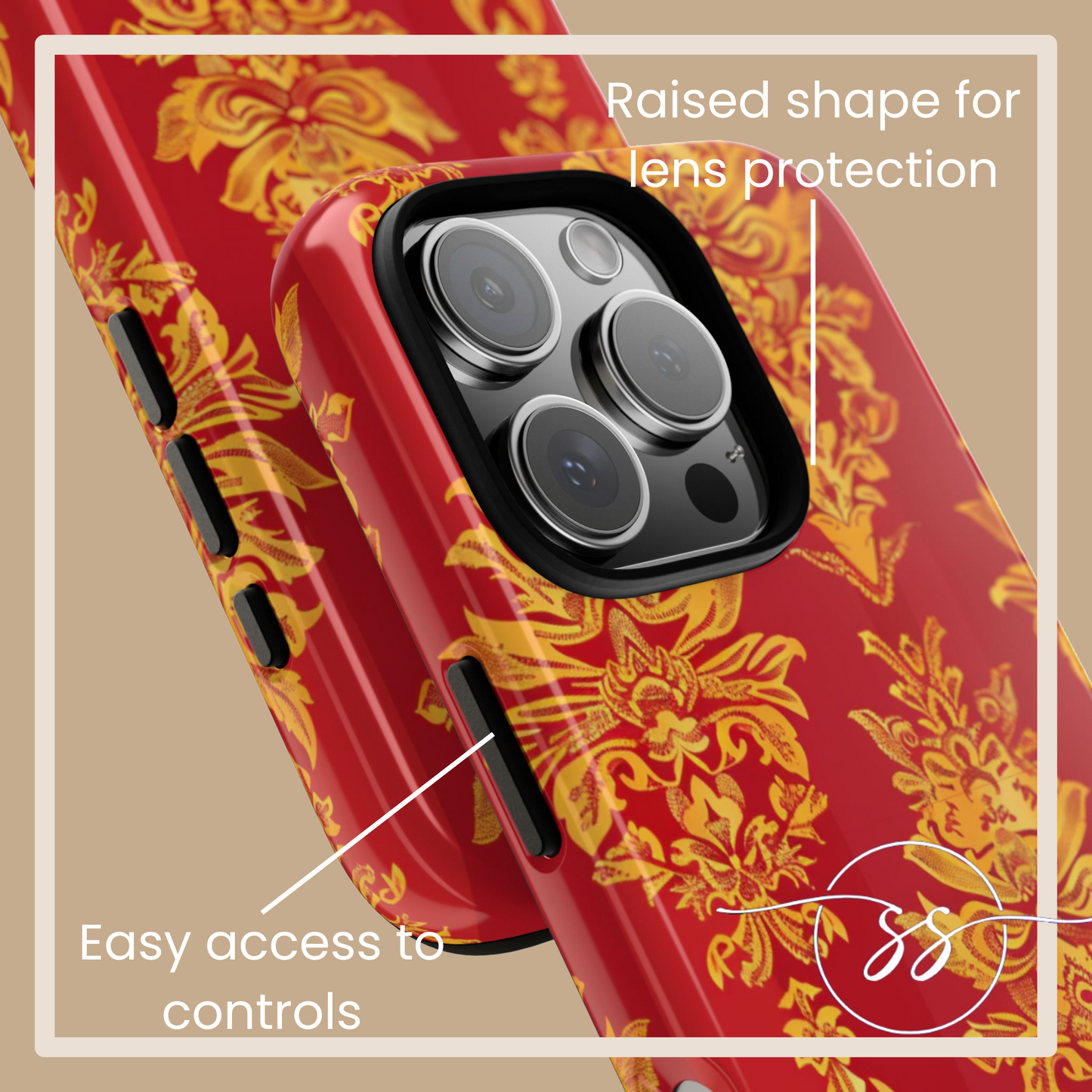 Gold on red Thailand traditional motif for Iphone