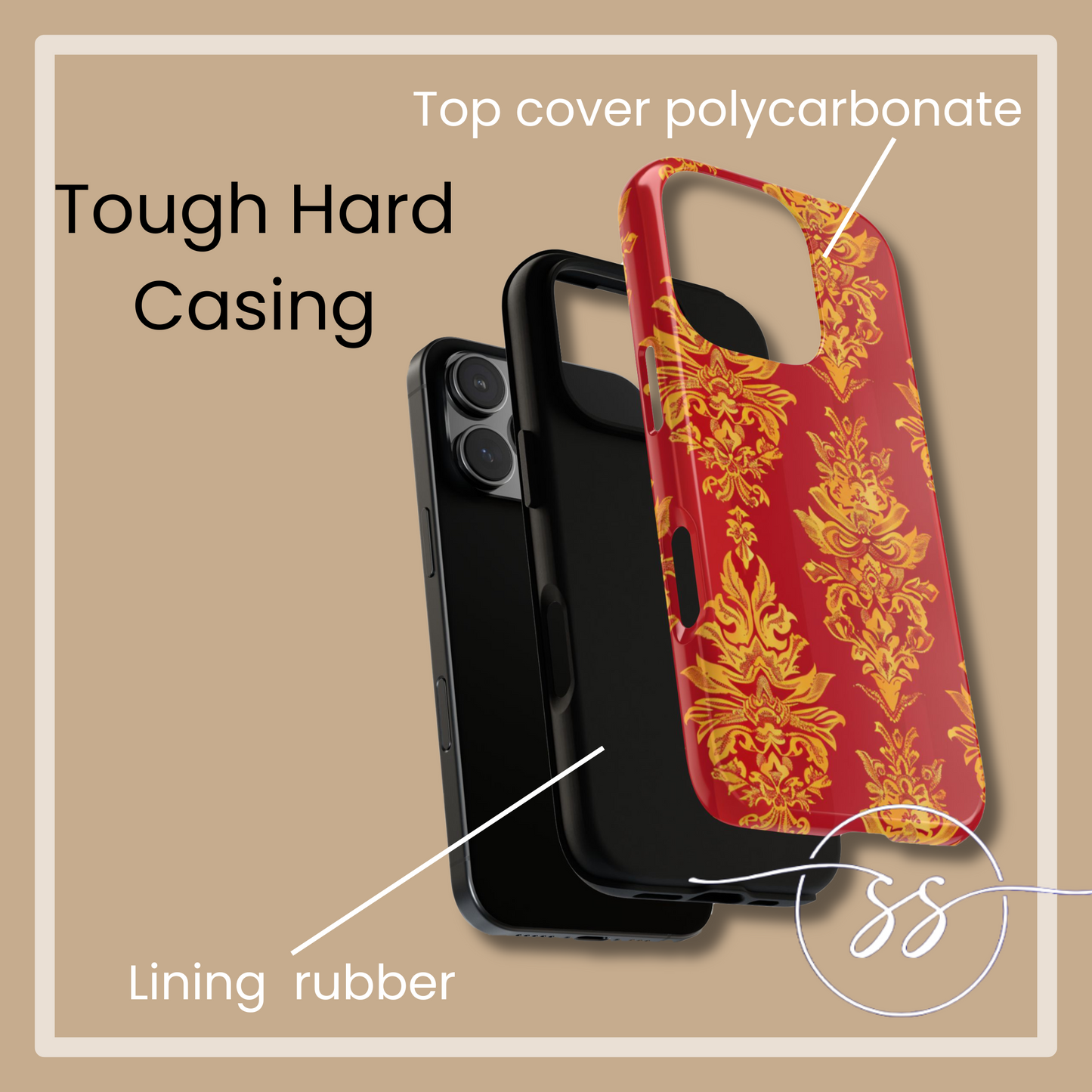 Gold on red Thailand traditional motif for Iphone