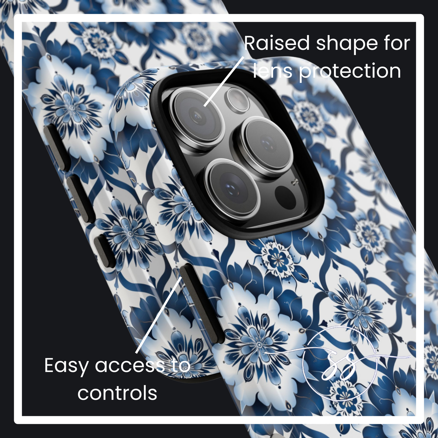 Blue on white Thai patterns Iphone