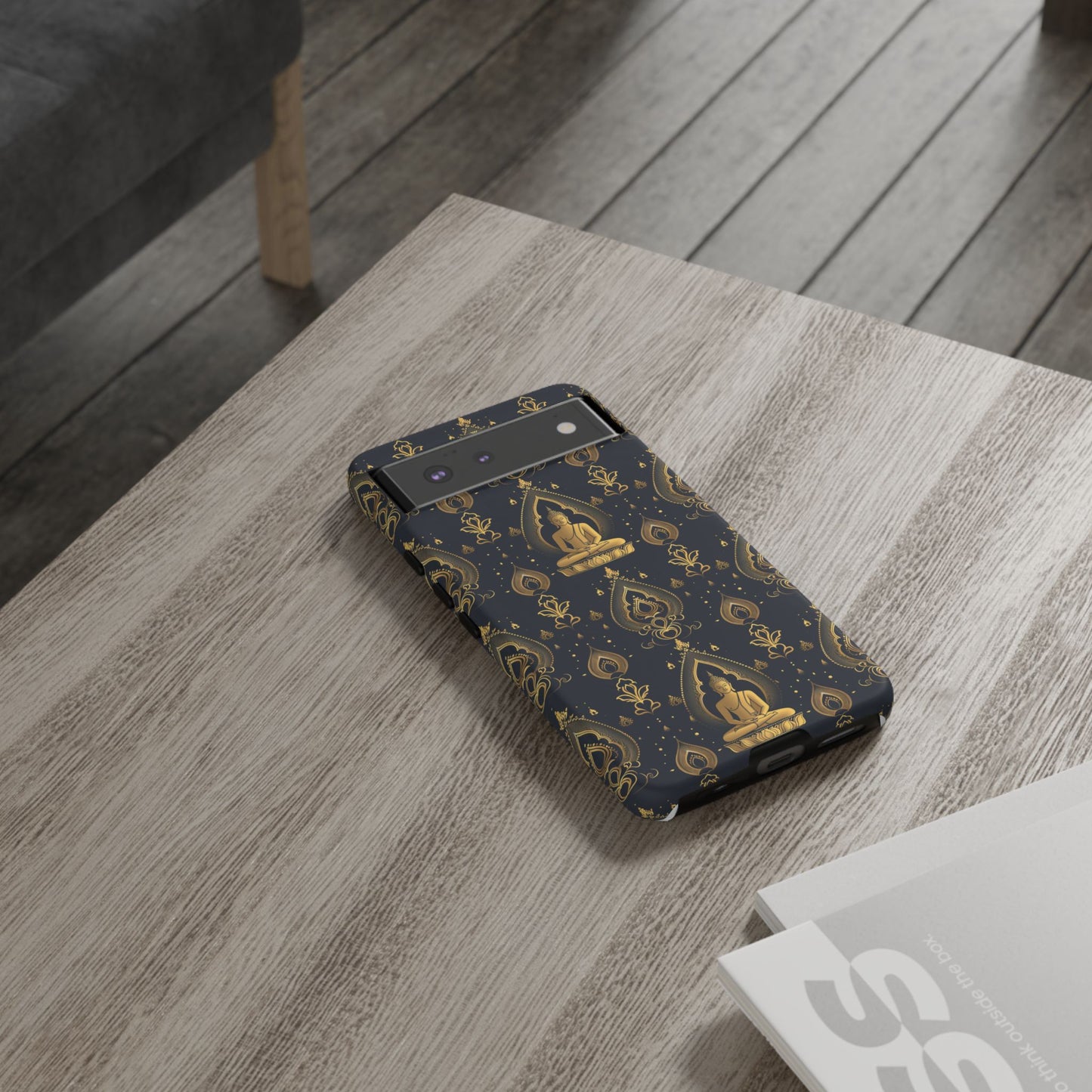 Gold Buddha on black Tough Phone Case for Google