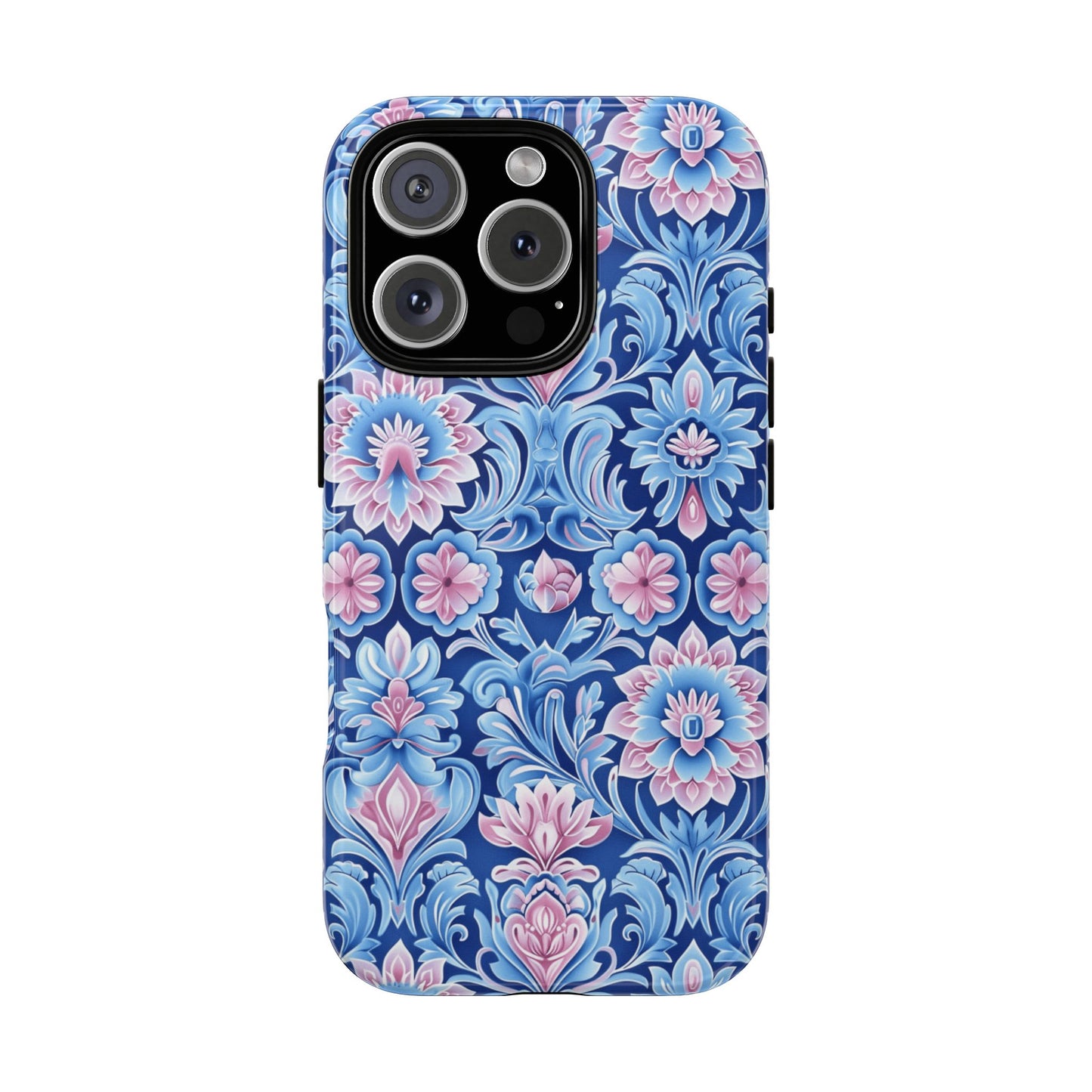 Flowers in pink and  blue pastel motif on Iphone