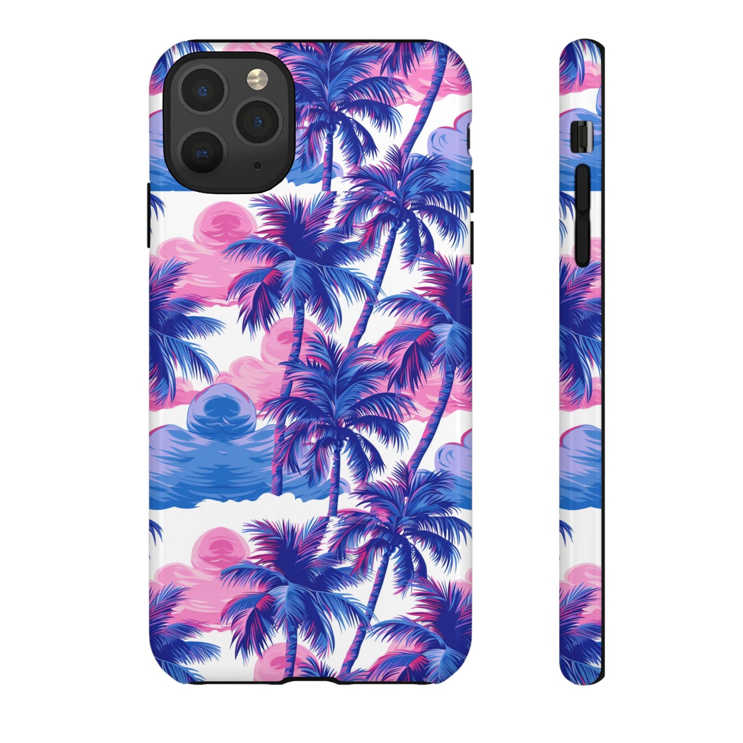 Palm tree pink and blue Thai design pattern