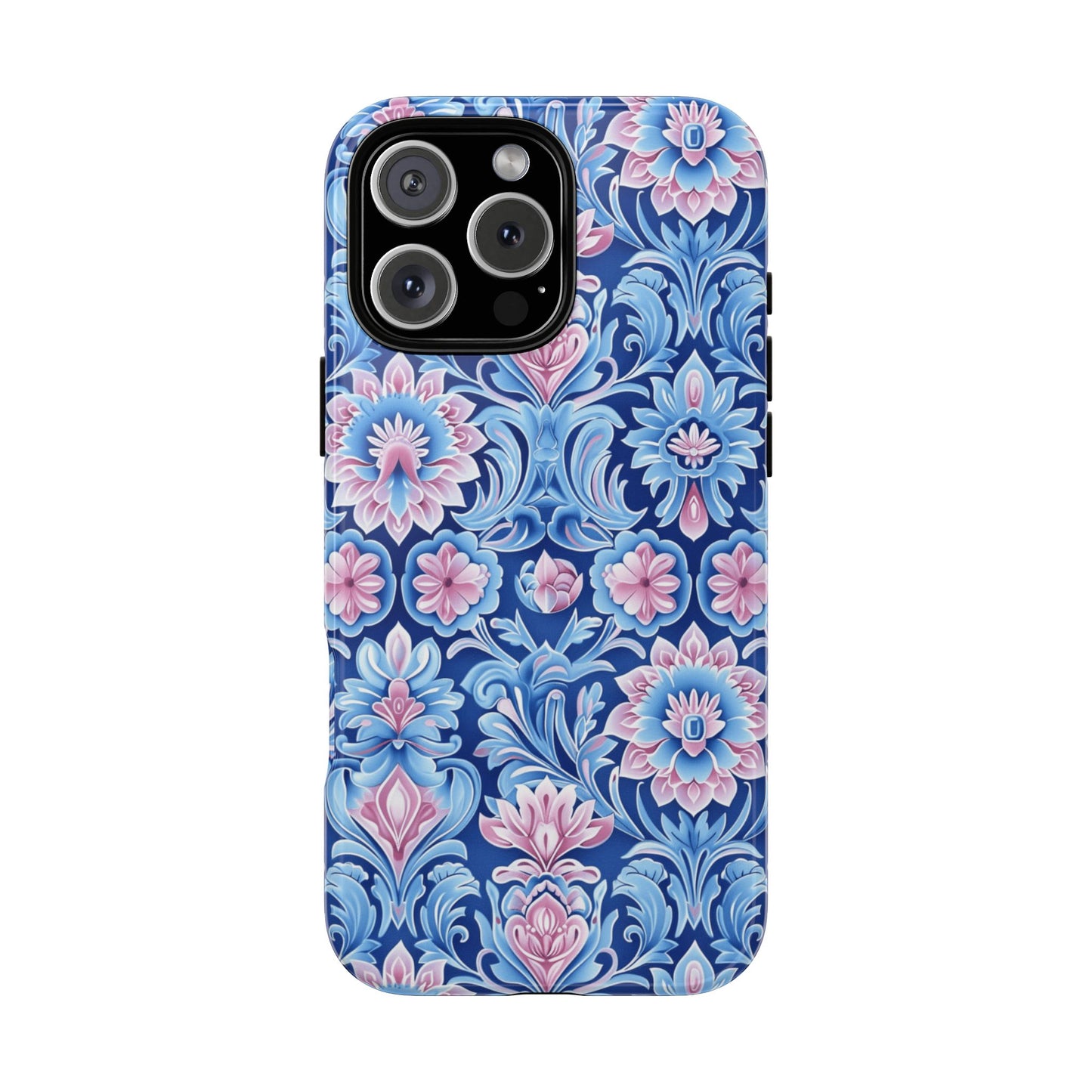 Flowers in pink and  blue pastel motif on Iphone
