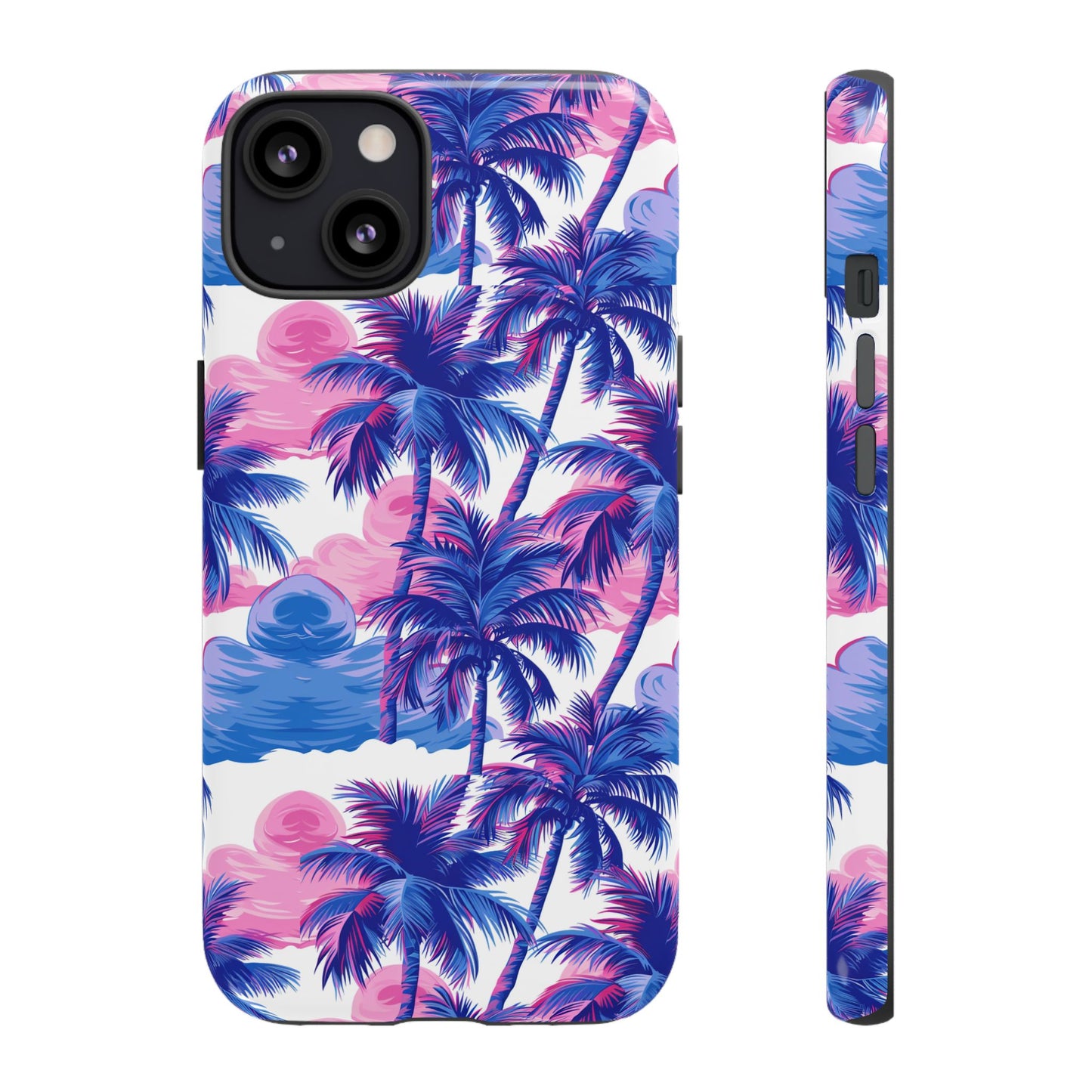 Palm tree pink and blue Thai design pattern