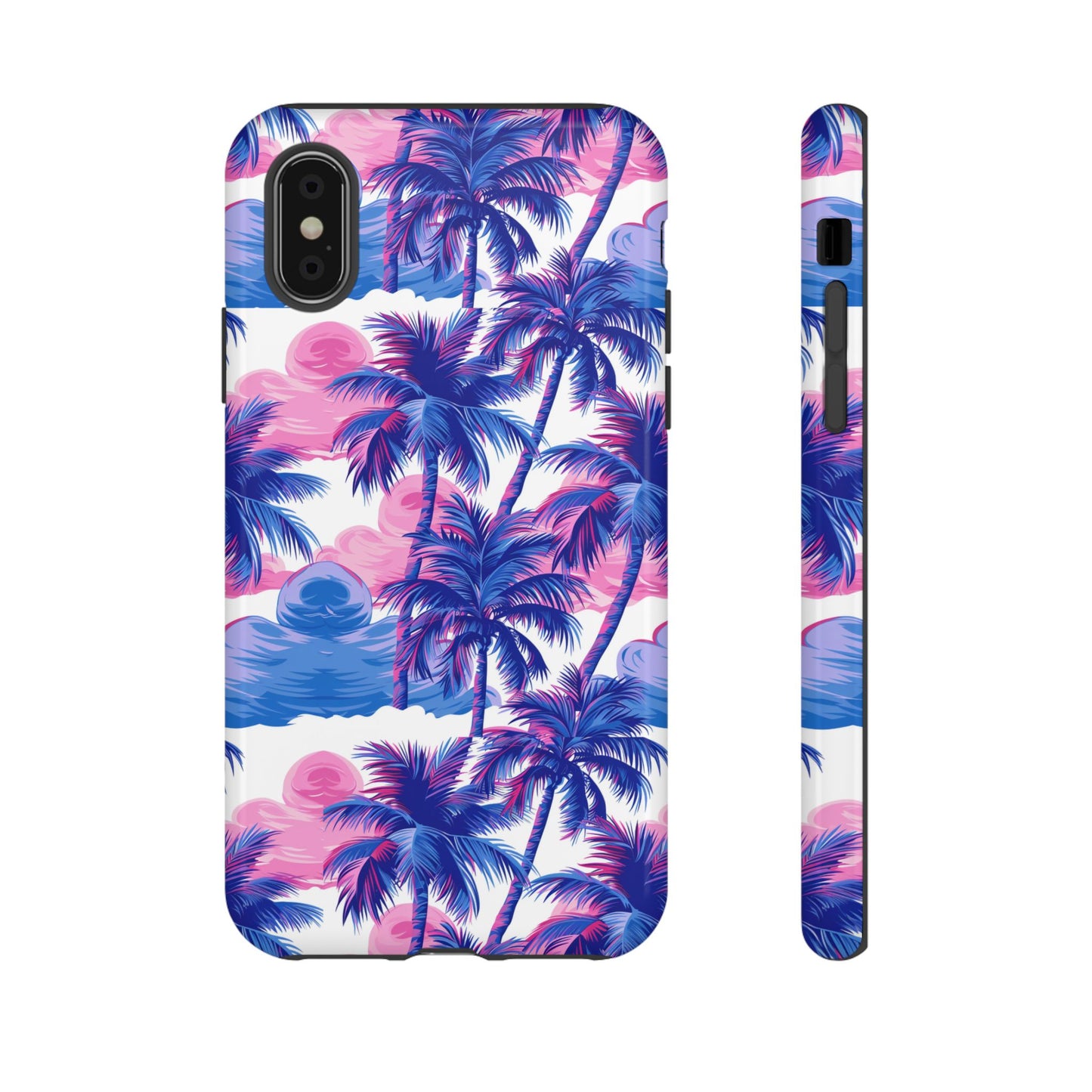 Palm tree pink and blue Thai design pattern