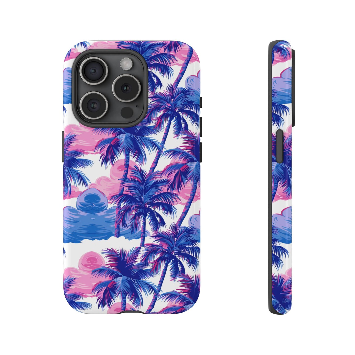 Palm tree pink and blue Thai design pattern