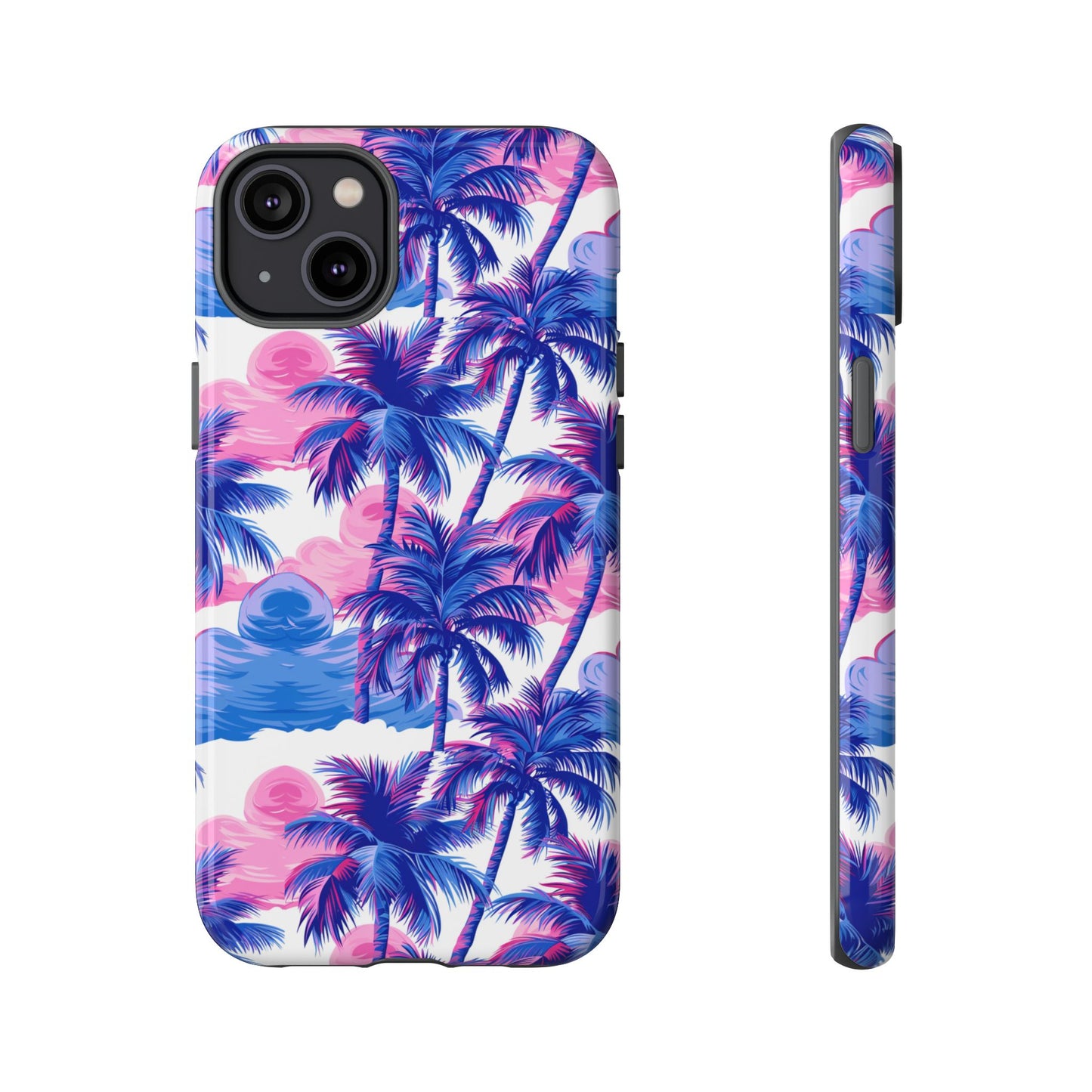 Palm tree pink and blue Thai design pattern