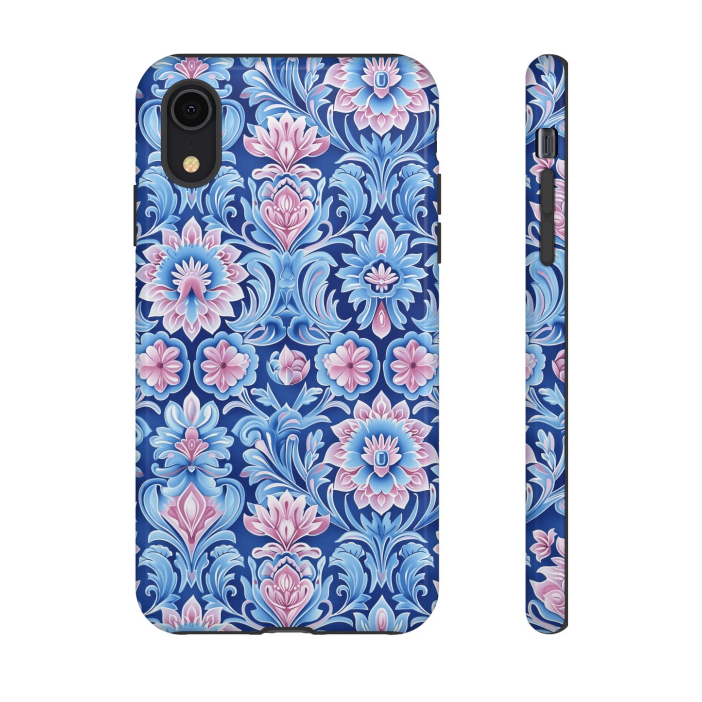 Flowers in pink and  blue pastel motif on Iphone