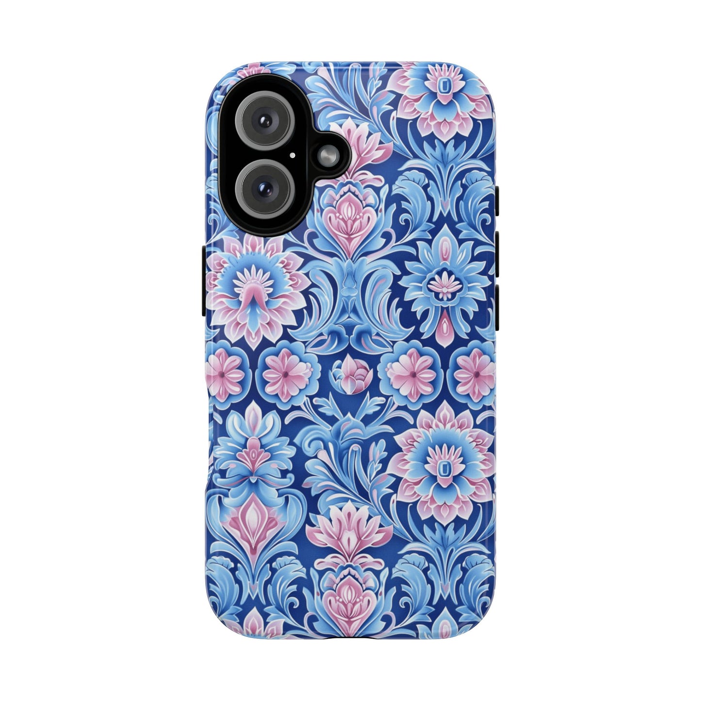 Flowers in pink and  blue pastel motif on Iphone