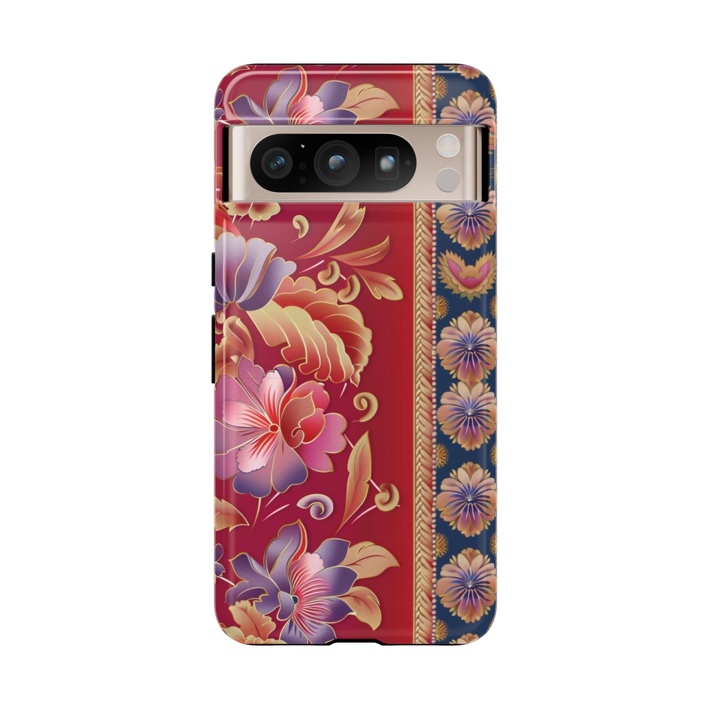 Red tapestry thai style flower on red for Pixel