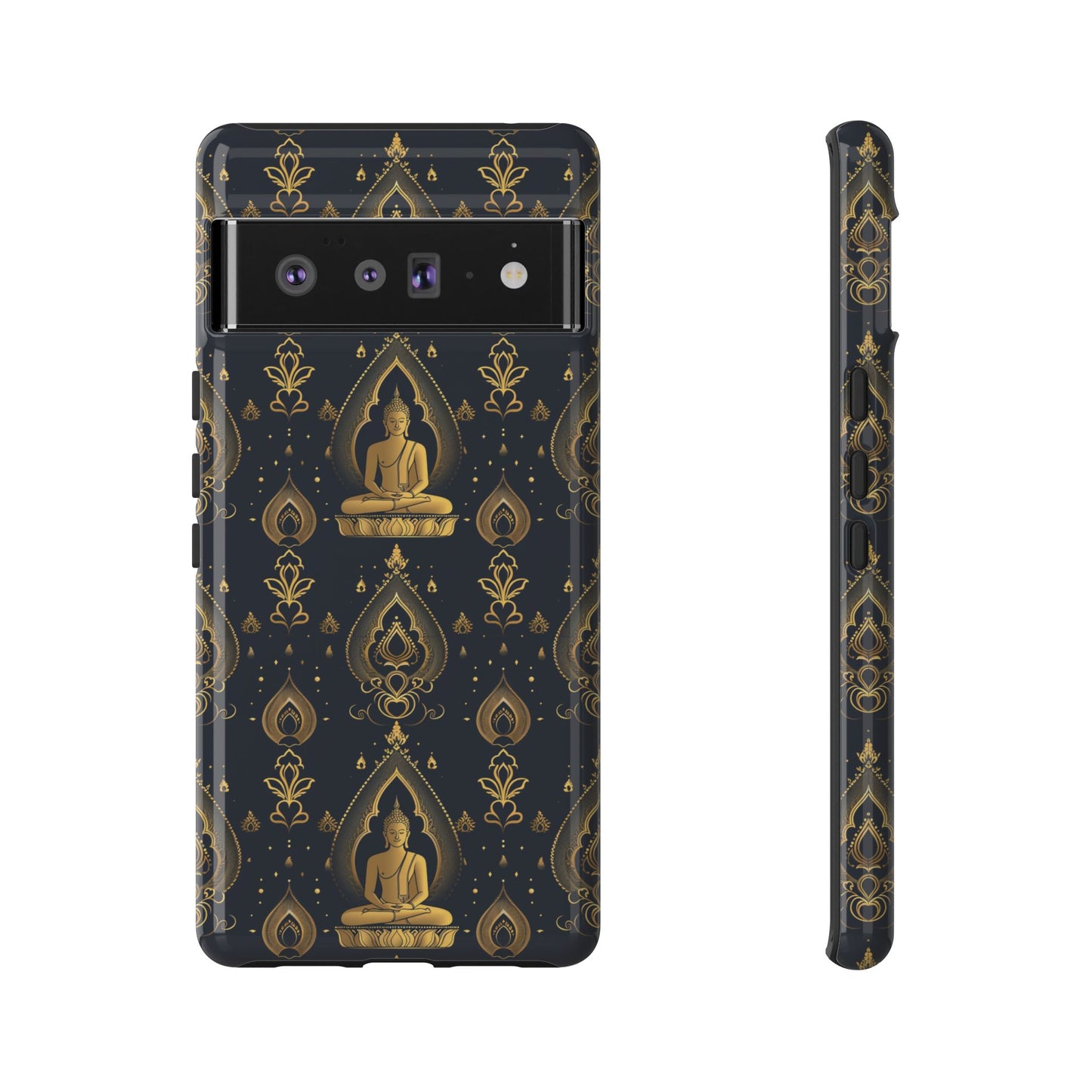 Gold Buddha on black Tough Phone Case for Google
