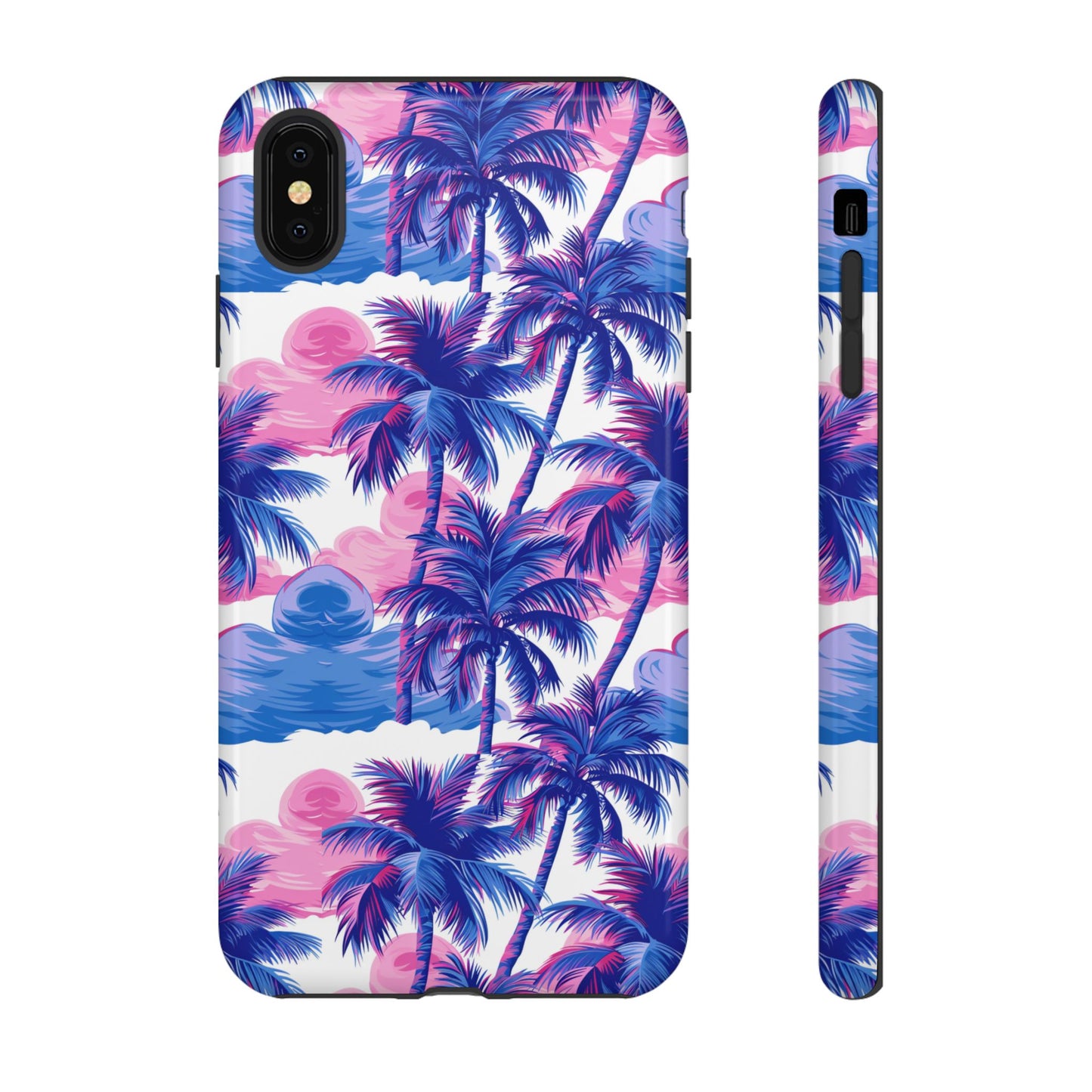 Palm tree pink and blue Thai design pattern