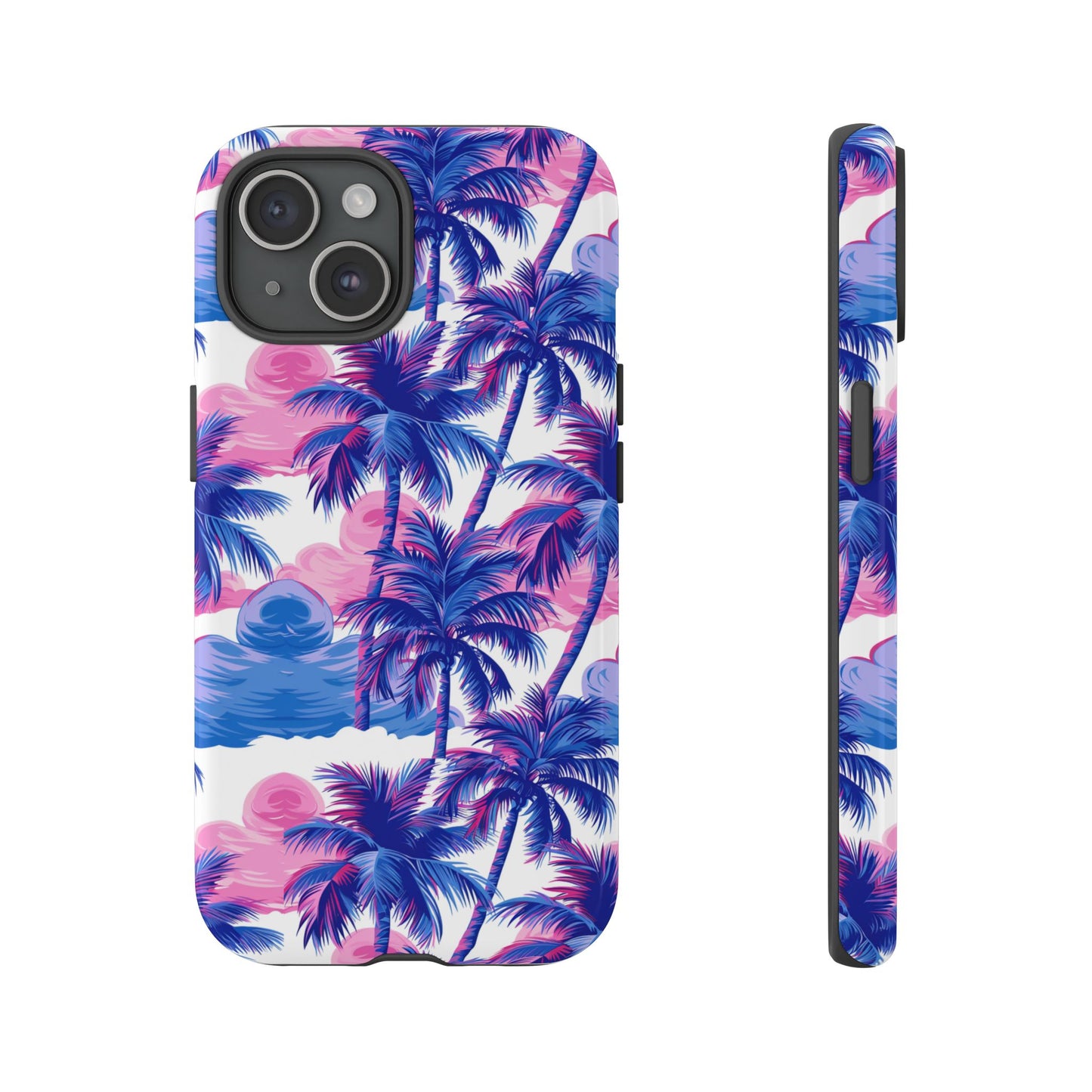 Palm tree pink and blue Thai design pattern