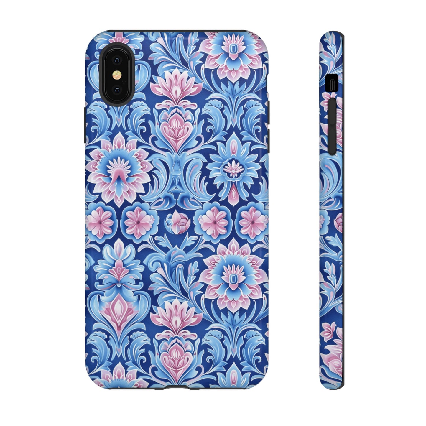 Flowers in pink and  blue pastel motif on Iphone