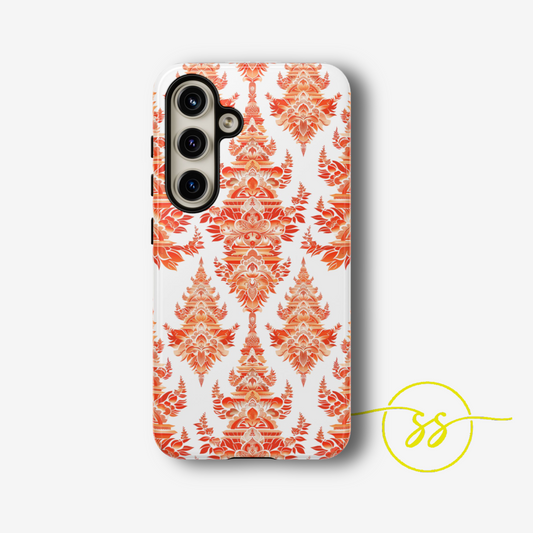 Red traditional motif on white of Galaxy