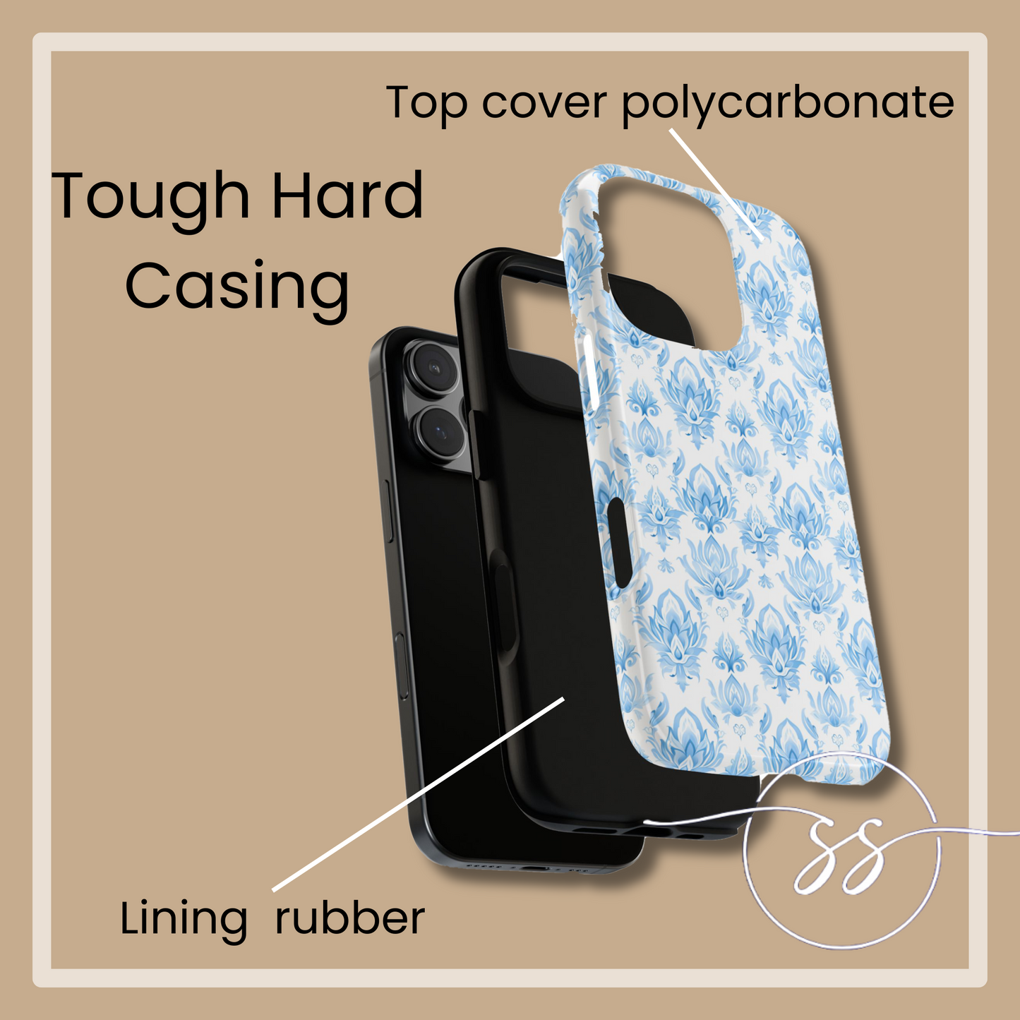 Traditional Thai motif Light blue on white for Iphone