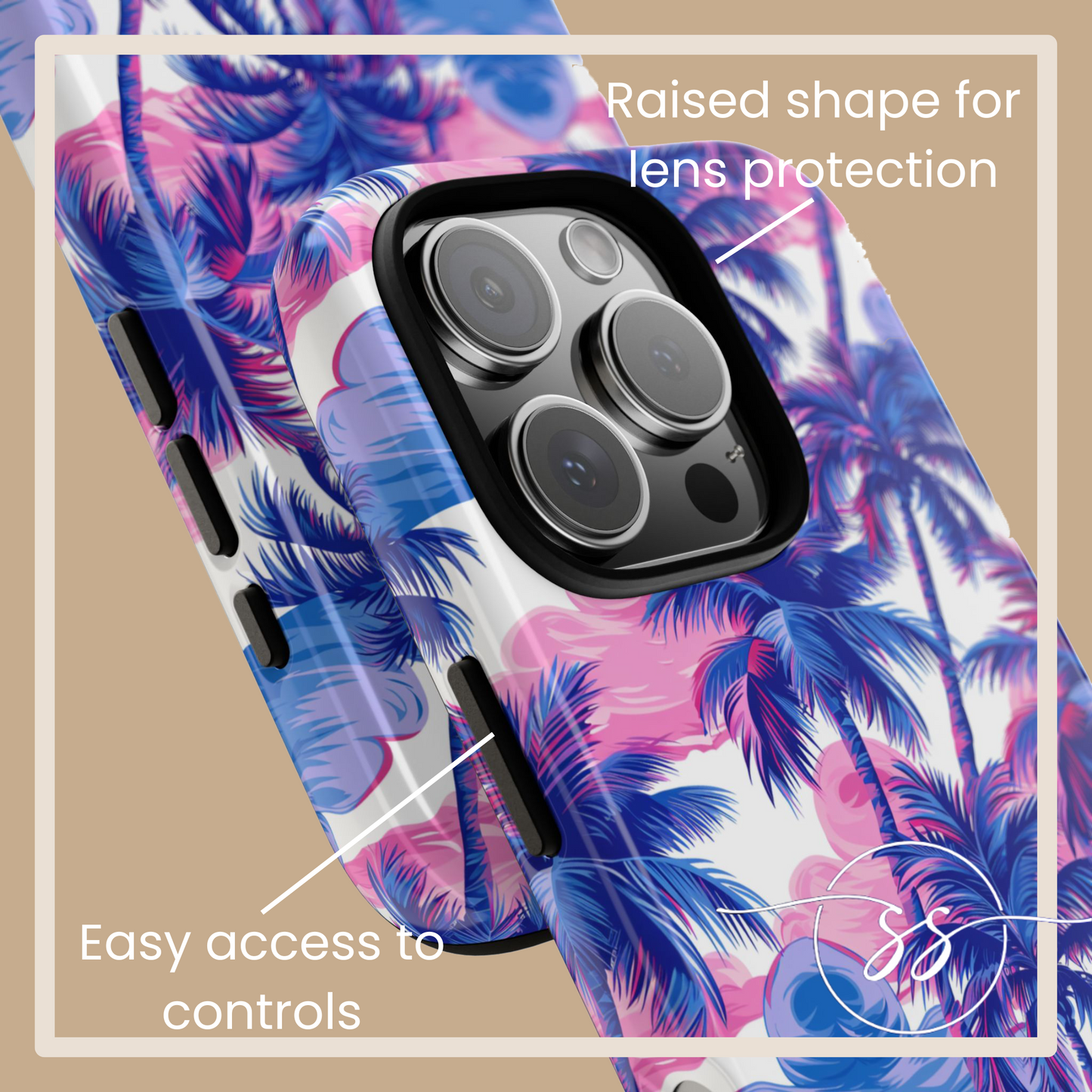 Palm tree pink and blue Thai design pattern