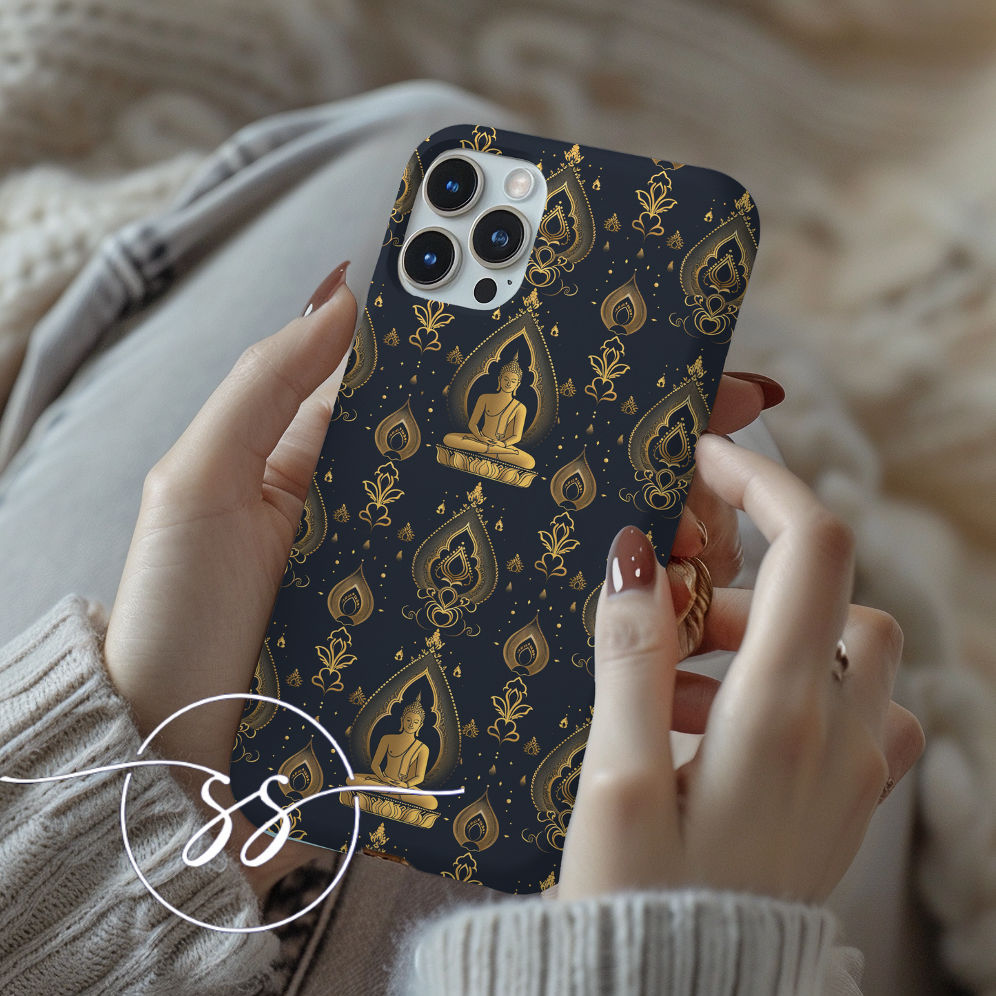 Gold Buddha on black Tough Phone Case for Google
