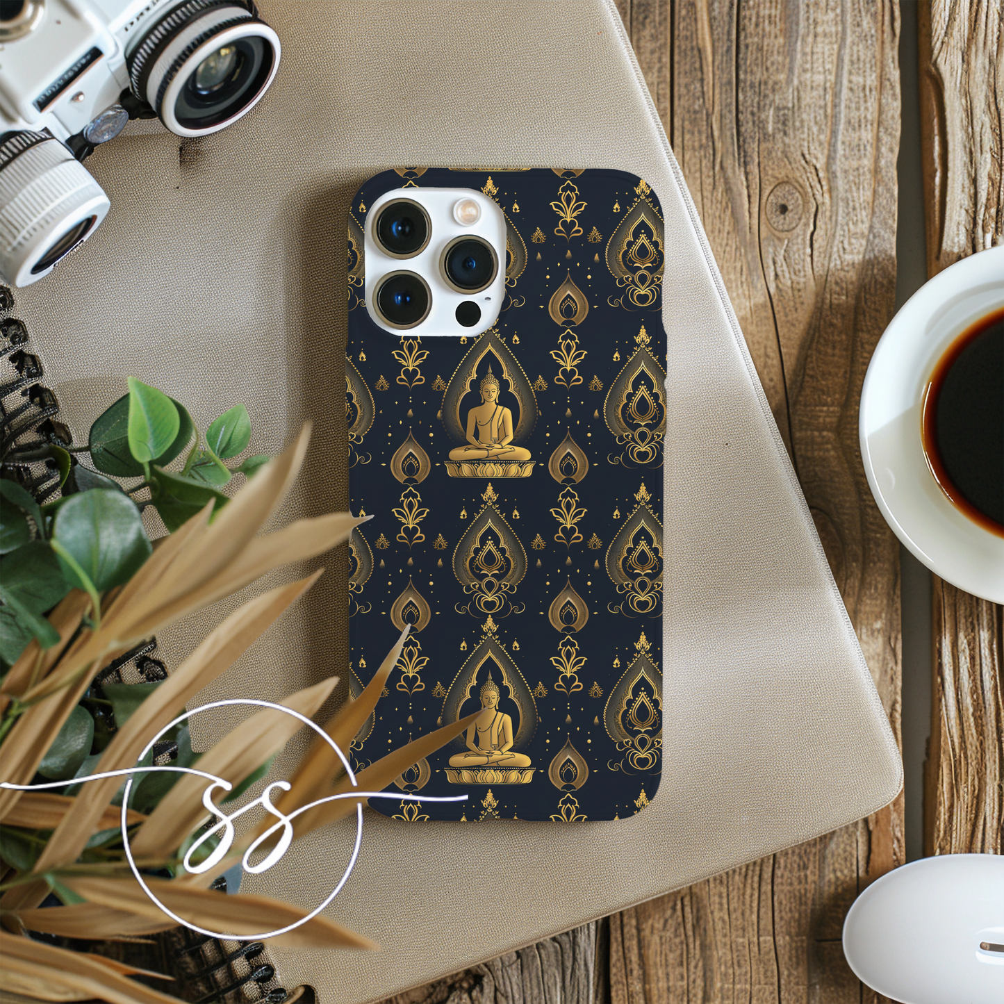 Gold Buddha on black Tough Phone Case for Google
