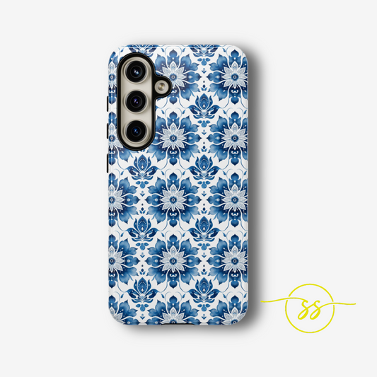 Bright blue and white Thai patterns for Galaxy
