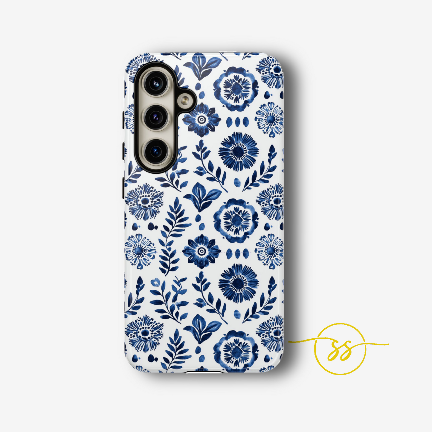 Classy Blue Motifs on white for Galaxy