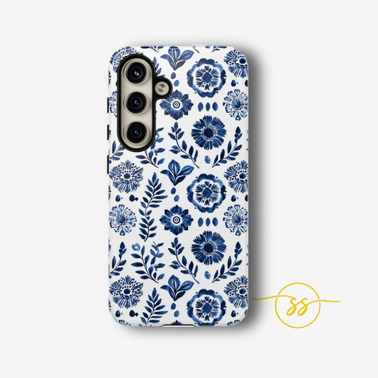 Classy Blue Motifs on white for Galaxy