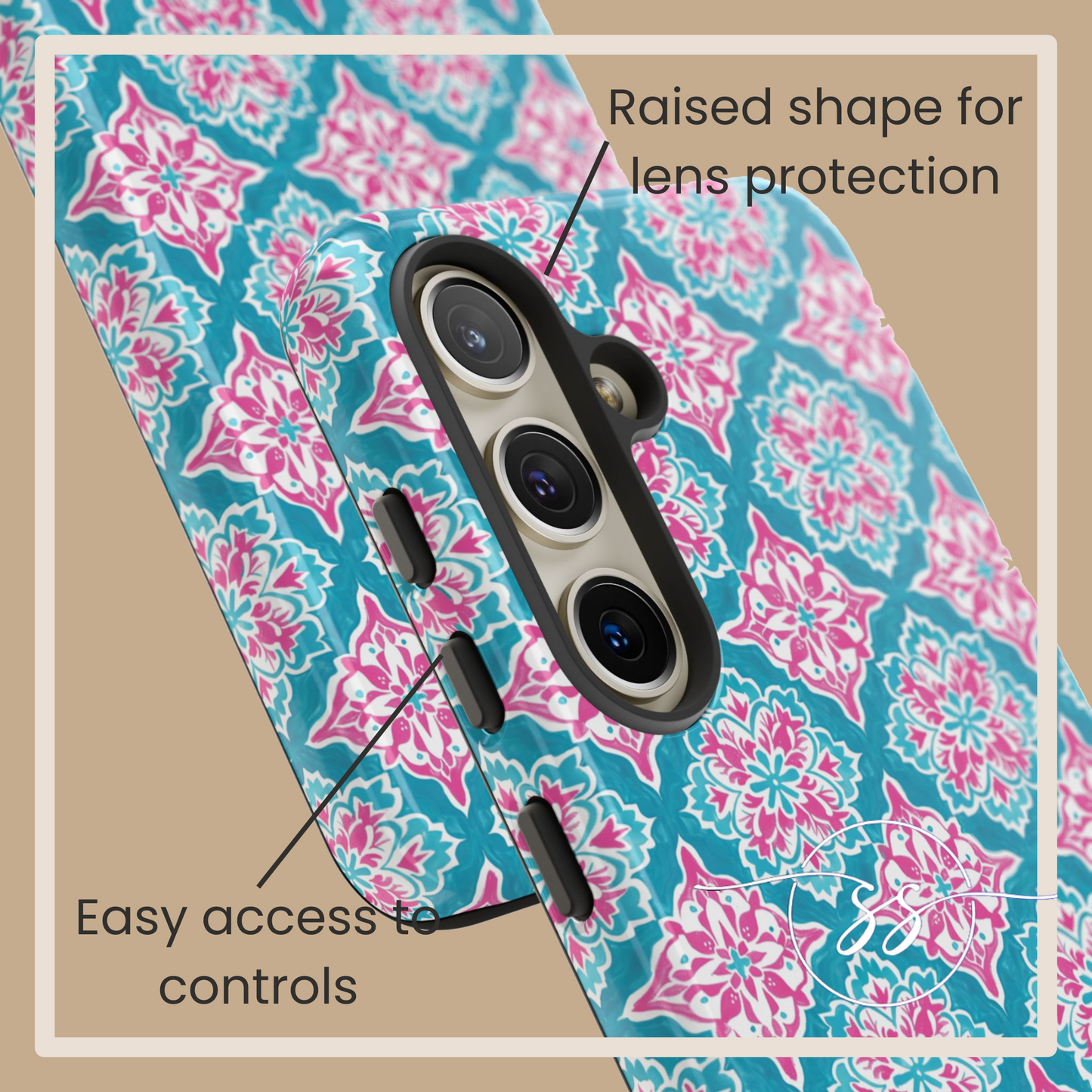 Light traditionnal Pink on Green pattern for Galaxy